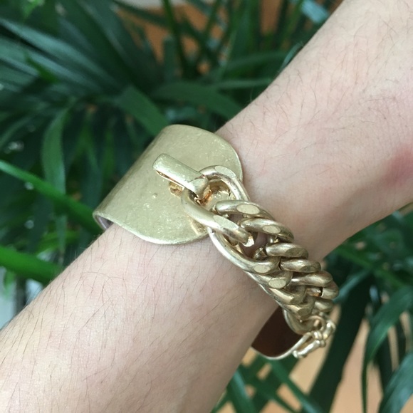 Free People Worn Gold Cuff Bracelet - Picture 4 of 8